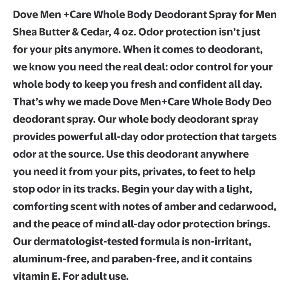 🐢2/$15 Dove Men +Care Whole Body Deodorant for Men Shea Butter & Cedar - Picture 10 of 11